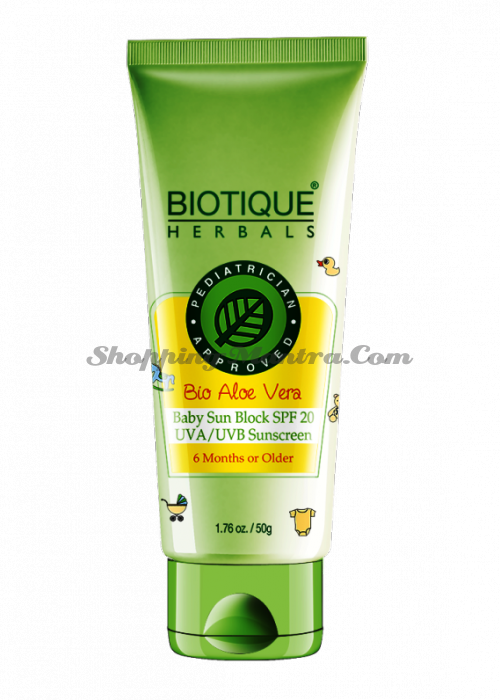 Солнцезащитный крем для детей от 6 месяцев Биотик Алое SPF20 | Biotique Aloe Baby Sun Cream SPF20