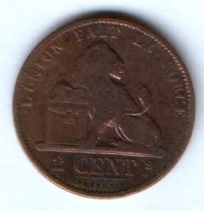 2 сантима  1873 г. Бельгия