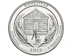 Национальный парк Гомстед(Небраска) 25 центов 2015.Монетный двор S