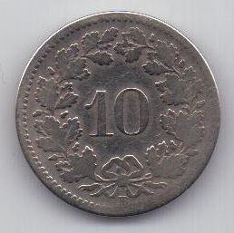 10 раппен 1850 г. Швейцария