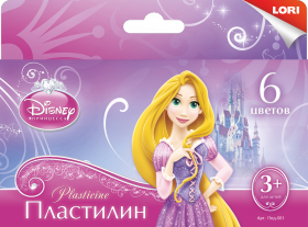 Пластилин Disney "Принцессы" 6 цветов, с европодвесом (арт. Плд-001)