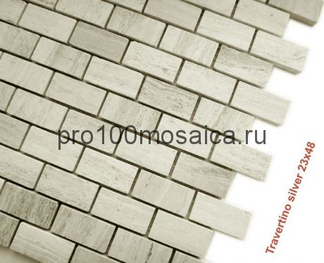 Travertino Silver 23 x 48 POL Мозаика серия Pietrine Stone, размер, мм: 298*298*7 (Caramelle)