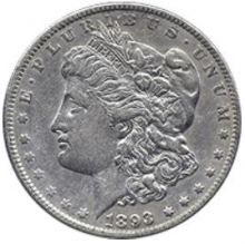 Монета Morgan Dollar (3.8 см) (светлое серебро)