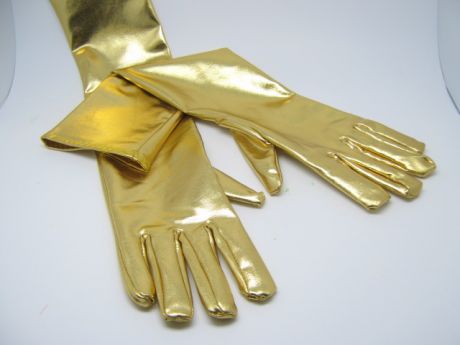 Перчатки блестящие золотые