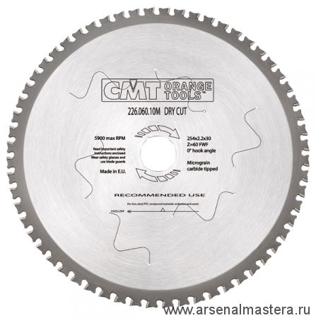 CMT 226.060.10M Пила (диск) по стали 254x30x2,2/1,8 0гр 8гр FWF Z60