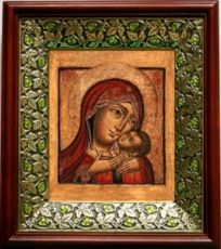 Касперовская икона Божьей Матери (21х24), киот со стразами