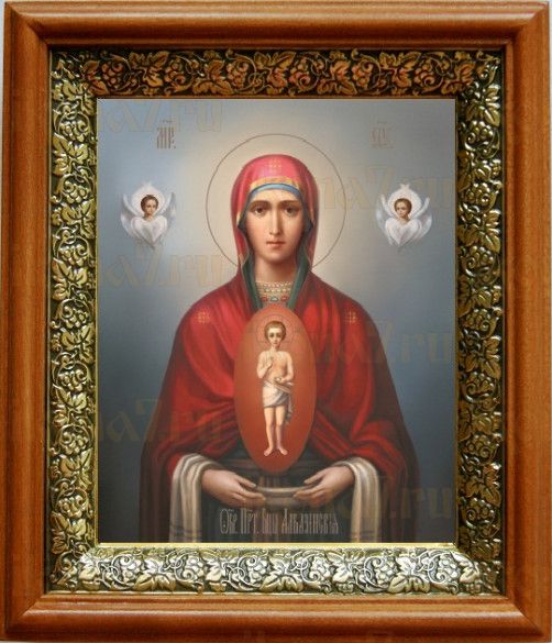 Албазинская икона Божьей Матери (19х22), светлый киот