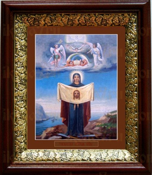 Порт-Артурская икона Божьей Матери (19х22), темный киот