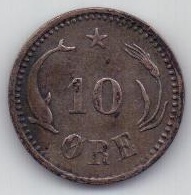 10 эре 1874 г. редкий год. Дания