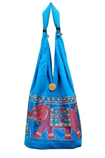 Голубая индийская сумка со слоном