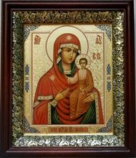 Смоленская икона Божьей Матери (19х22), темный киот