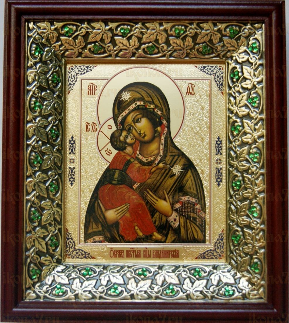 Владимирская икона Божьей Матери (21х24), киот со стразами