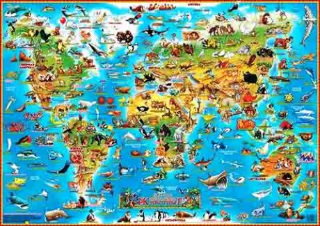 Настольная карта мира для детей (Животные)