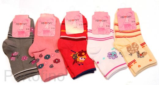 101-002 Размер 21-23 (13-14 см ) Носочки для девочек  с компьютерным рисунком Rewon