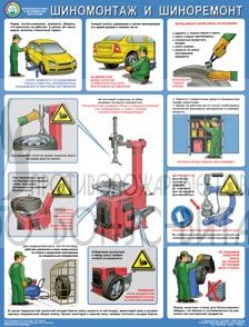Плакат "Безопасность в авторемонтной мастерской. Шиномонтаж и шиноремонт"