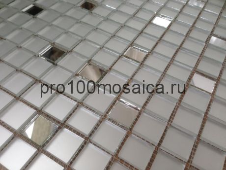 MS20 Серебро матовое+серебро. Мозаика зеркальная серия PERLA, 328*328 мм  (VIVERE)