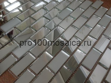 SM42-2 Серебро+матовое серебро. Мозаика зеркальная серия PERLA, 306*306 мм (VIVERE)