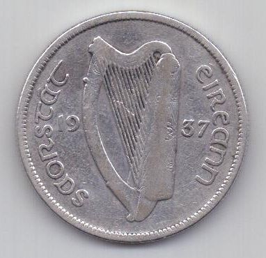 1 флорин 1937 г. редкий год. Ирландия. Великобритания
