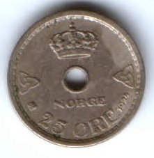 25 эре 1924 г. AUNC Норвегия