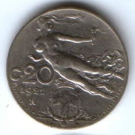 20 чентезимо 1921 г. Италия