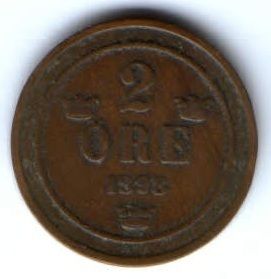 2 эре 1898 г. Швеция