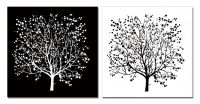 Модульная картина "Двойное дерево" черно-белая 50х50