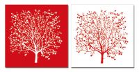 Модульная картина "Двойное дерево" красная 40х40