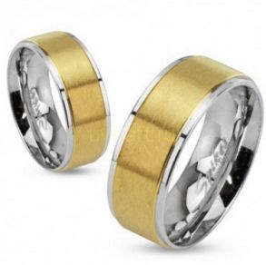 Стильное стальное кольцо Spikes с матированным золотом (арт. 280107)