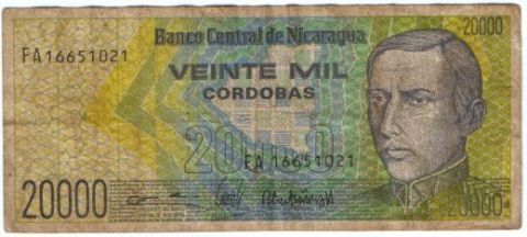 20000 кордобас 1989 г. Никарагуа