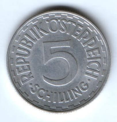 5 шиллингов 1952 г. AUNC Австрия