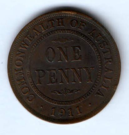 1 пенни 1911 г. Австралия