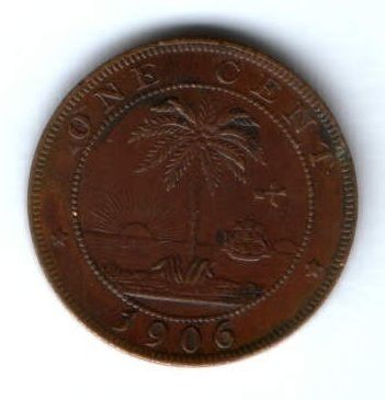 1 цент 1906 г. Либерия