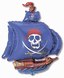 Пиратский корабль синий, 14"/ 36 см