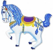 Лошадь карусельная синий, 14"/ 36 см