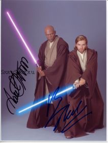 Автографы: Юэн МакГрегор, Сэмюэл Л. Джексон. Звёздные войны. (Star Wars)