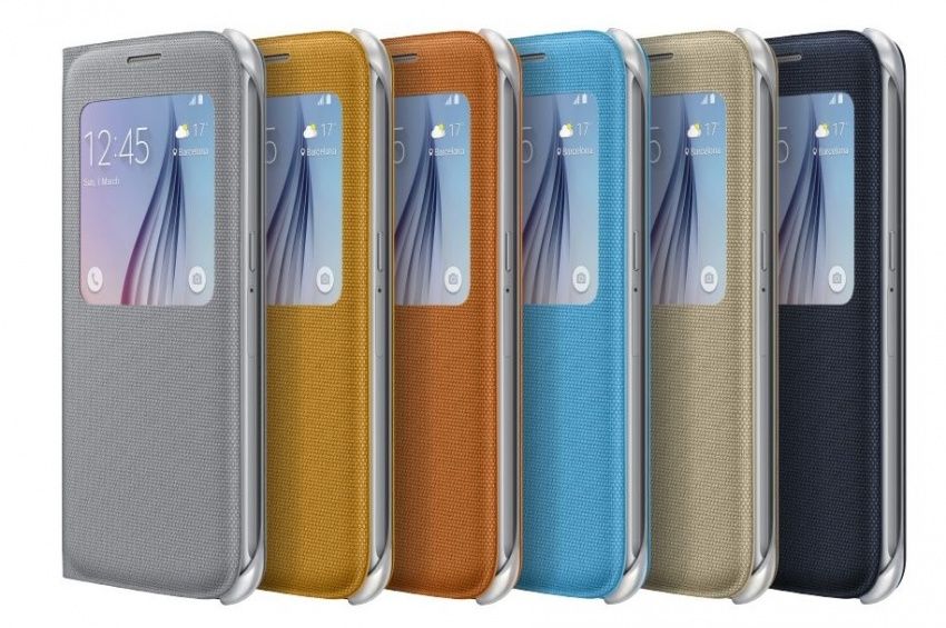 Чехол-книжка (View Cover) Samsung G920F Galaxy S6 с окошком (orange) Оригинал
