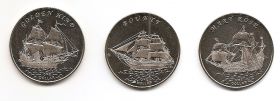 Знаменитые Парусники Набор монет 1 доллар Острова Гилберта 2015 (3 серия монет)