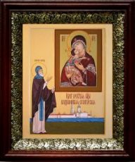 Владимирская Селигерская икона Божьей Матери (19х22), темный киот
