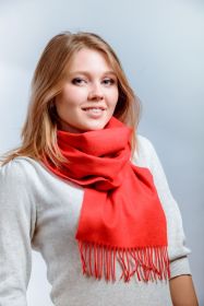 однотонный кашемировый шарф (100% драгоценный кашемир), классический алый цвет, высокая плотность 7