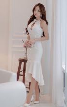 Длинное платье с открытой спиной "Аликано" Белое