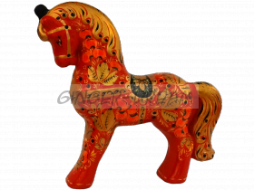 Расписная игрушка "Красный конь" Эксклюзивный подарок Хохлома