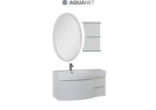 Комплект мебели Aquanet  Опера 115 левая с выдвижными ящиками,  зеркало овальное+полка, цвет белый (169448)