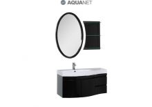 Комплект мебели Aquanet  Опера 115 левая распашные двери, зеркало овальное+полка, цвет черный (169415)