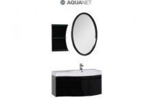 Комплект мебели Aquanet  Опера 115 правая распашные двери, зеркало овальное+полка, цвет черный  (169419)