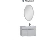 Комплект мебели Aquanet  Сопрано 95 правая с выдвижными ящиками, зеркало овальное, цвет белый (169444)