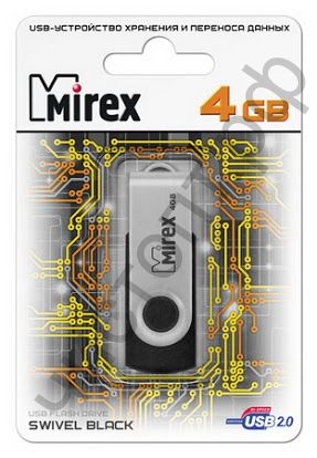флэш-карта Mirex 4GB SWIVEL BLACK (ecopack)