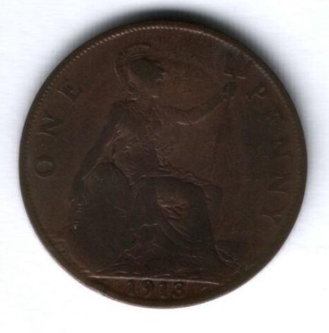 1 пенни 1913 г. Великобритания
