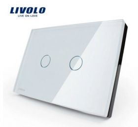 Сенсорный выключатель света LIVOLO двухкнопочный 118х72 мм