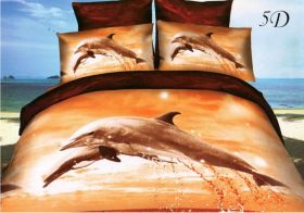 Постельное белье 3D Дельфины, Сатин, 2 спальное