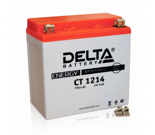 Мото аккумулятор АКБ Delta (Дельта) CT 1214 п.п. 14Ач YTX16-BS, YB16B-A